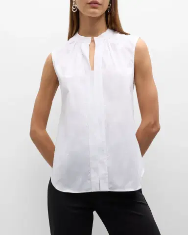 CALLAS MILANO Olympia Sleeveless Cotton Poplin Blouse | Thumbnail 6 CALLAS MILANO Olympia Sleeveless Cotton Poplin Blouse | Thumbnail 6