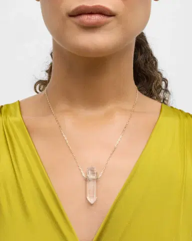 JIA JIA 14K Large Crystal Quartz and Diamond Bar Necklace | Thumbnail 2 JIA JIA 14K Large Crystal Quartz and Diamond Bar Necklace | Thumbnail 2