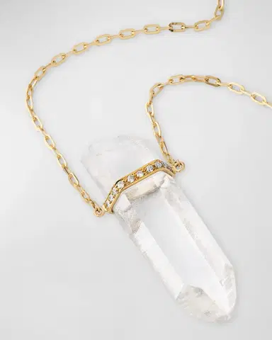 JIA JIA 14K Large Crystal Quartz and Diamond Bar Necklace | Thumbnail 3 JIA JIA 14K Large Crystal Quartz and Diamond Bar Necklace | Thumbnail 3