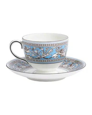 Wedgwood Florentine Turquoise Teacup & Saucer, 6.1 oz. | Thumbnail 1 Wedgwood Florentine Turquoise Teacup & Saucer, 6.1 oz. | Thumbnail 1