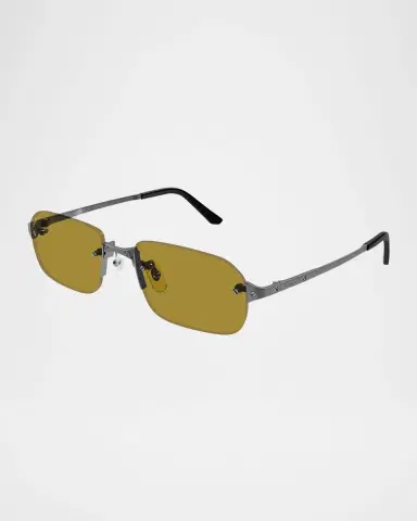 Cartier Men 's Metal Rimless Rectangle Sunglasses | Thumbnail 2 Cartier Men 's Metal Rimless Rectangle Sunglasses | Thumbnail 2
