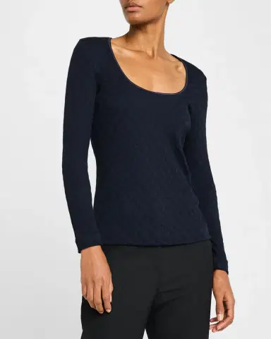 Giorgio Armani Textured Jersey Long-Sleeve Tee | Thumbnail 3 Giorgio Armani Textured Jersey Long-Sleeve Tee | Thumbnail 3