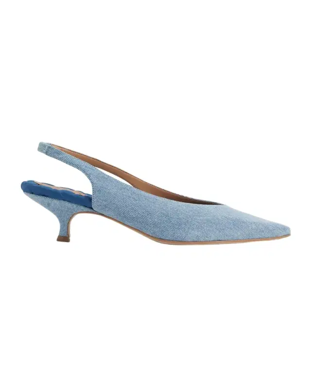 Silvana Vegan Denim Kitten-Heel Slingback Pumps Silvana Vegan Denim Kitten-Heel Slingback Pumps