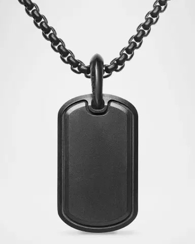 David Yurman Men 's Sculpted Cable Tag in Black Titanium with Diamonds, 35mm | Thumbnail 2 David Yurman Men 's Sculpted Cable Tag in Black Titanium with Diamonds, 35mm | Thumbnail 2