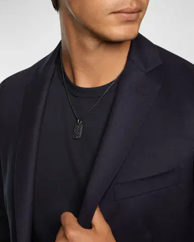 David Yurman Men 's Sculpted Cable Tag in Black Titanium with Diamonds, 35mm | Thumbnail 1 David Yurman Men 's Sculpted Cable Tag in Black Titanium with Diamonds, 35mm | Thumbnail 1
