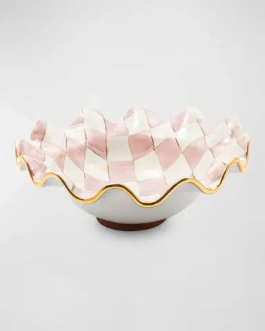 MacKenzie-Childs Rosy Check Ceramic Fluted Serving Bowl | Thumbnail 2 MacKenzie-Childs Rosy Check Ceramic Fluted Serving Bowl | Thumbnail 2