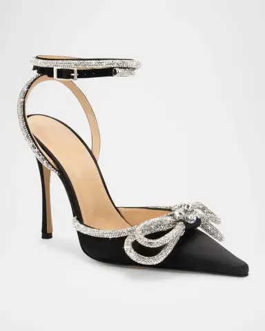 MACH & MACH 95mm Double Bow Satin Pumps | Thumbnail 2 MACH & MACH 95mm Double Bow Satin Pumps | Thumbnail 2