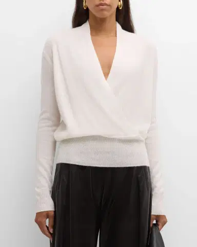 Neiman Marcus Cashmere Collection Cashmere Faux Wrap Sweater | Thumbnail 3 Neiman Marcus Cashmere Collection Cashmere Faux Wrap Sweater | Thumbnail 3
