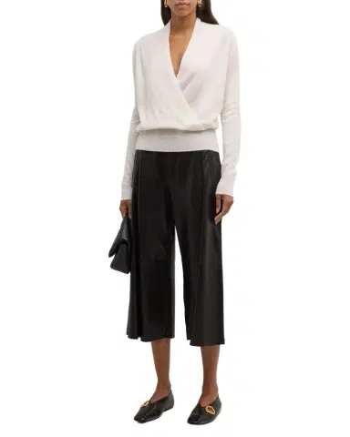 Neiman Marcus Cashmere Collection Cashmere Faux Wrap Sweater | Thumbnail 1 Neiman Marcus Cashmere Collection Cashmere Faux Wrap Sweater | Thumbnail 1