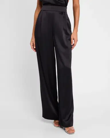 LaQuan Smith Double-Pleated Wide-Leg Silk Pants | Thumbnail 3 LaQuan Smith Double-Pleated Wide-Leg Silk Pants | Thumbnail 3