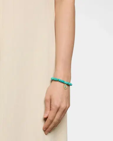 Sydney Evan Turquoise Bead Bracelet with Diamond Marquise Eye Open Wheel Charm | Thumbnail 2 Sydney Evan Turquoise Bead Bracelet with Diamond Marquise Eye Open Wheel Charm | Thumbnail 2