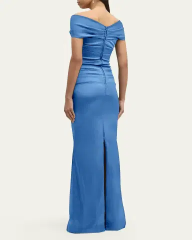 Rickie Freeman for Teri Jon Pleated Off-Shoulder Satin Column Gown | Thumbnail 11 Rickie Freeman for Teri Jon Pleated Off-Shoulder Satin Column Gown | Thumbnail 11
