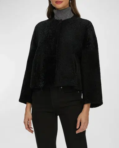 Gorski Reversible Collarless Shearling Lamb Jacket | Thumbnail 2 Gorski Reversible Collarless Shearling Lamb Jacket | Thumbnail 2