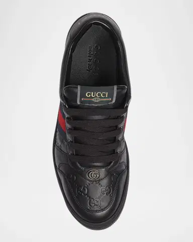 Gucci Men's GG Embossed Leather Low-Top Sneakers | Thumbnail 4 Gucci Men's GG Embossed Leather Low-Top Sneakers | Thumbnail 4