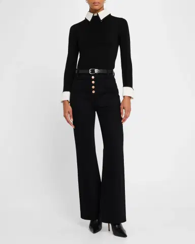 ALICE + OLIVIA Porla Pinstripe Collared Sweater | Thumbnail 2 ALICE + OLIVIA Porla Pinstripe Collared Sweater | Thumbnail 2