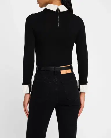 ALICE + OLIVIA Porla Pinstripe Collared Sweater | Thumbnail 3 ALICE + OLIVIA Porla Pinstripe Collared Sweater | Thumbnail 3