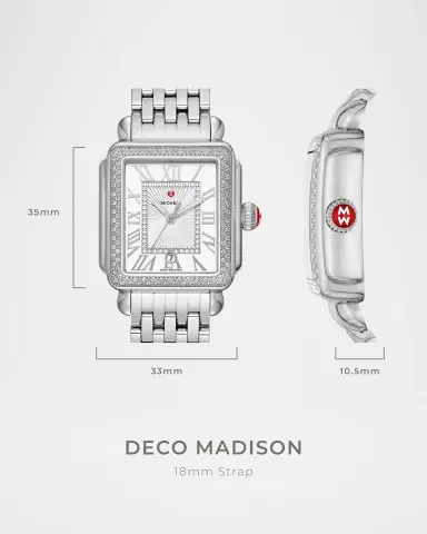 MICHELE Deco Madison Mid Noir Diamond Dial Two-Tone Bracelet Watch | Thumbnail 4 MICHELE Deco Madison Mid Noir Diamond Dial Two-Tone Bracelet Watch | Thumbnail 4
