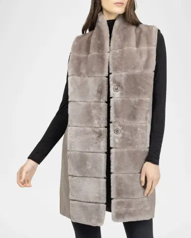 Gorski Reversible Shearling Lamb Vest with Cashmere-Blend Back | Thumbnail 3 Gorski Reversible Shearling Lamb Vest with Cashmere-Blend Back | Thumbnail 3