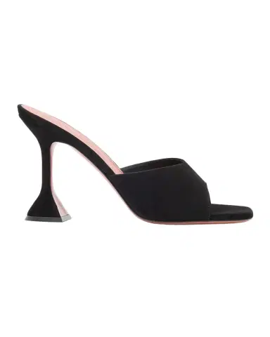 Amina Muaddi Lupita Suede Pedestal Mule Sandals | Thumbnail 1 Amina Muaddi Lupita Suede Pedestal Mule Sandals | Thumbnail 1