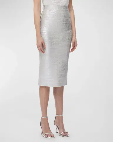 Herve Leger Elena Metallic Midi Pencil Skirt | Thumbnail 2 Herve Leger Elena Metallic Midi Pencil Skirt | Thumbnail 2