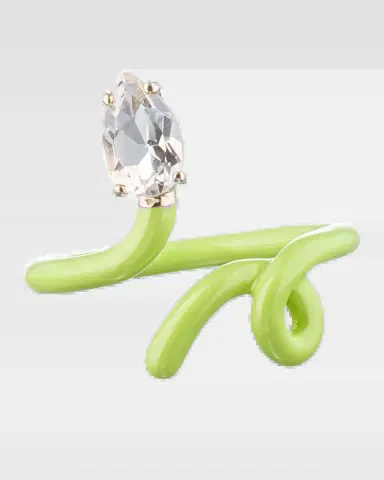 Bea Bongiasca Baby Vine Tendril Statement Ring with Lime Green Enamel and Rock Crystal | Thumbnail 2 Bea Bongiasca Baby Vine Tendril Statement Ring with Lime Green Enamel and Rock Crystal | Thumbnail 2