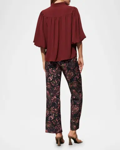 FIGUE Dani Lantern-Sleeve Split-Neck Top | Thumbnail 3 FIGUE Dani Lantern-Sleeve Split-Neck Top | Thumbnail 3