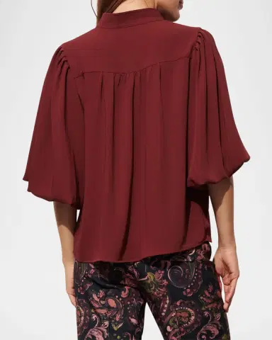 FIGUE Dani Lantern-Sleeve Split-Neck Top | Thumbnail 5 FIGUE Dani Lantern-Sleeve Split-Neck Top | Thumbnail 5