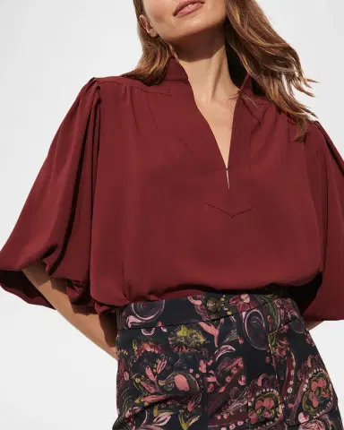 FIGUE Dani Lantern-Sleeve Split-Neck Top | Thumbnail 6 FIGUE Dani Lantern-Sleeve Split-Neck Top | Thumbnail 6