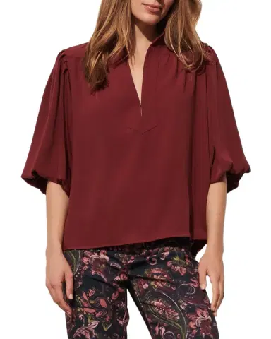 FIGUE Dani Lantern-Sleeve Split-Neck Top | Thumbnail 1 FIGUE Dani Lantern-Sleeve Split-Neck Top | Thumbnail 1