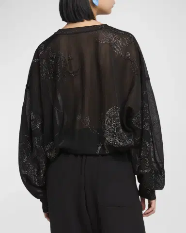 Giorgio Armani Sheer Jersey Blouse with Swarovski Details | Thumbnail 3 Giorgio Armani Sheer Jersey Blouse with Swarovski Details | Thumbnail 3