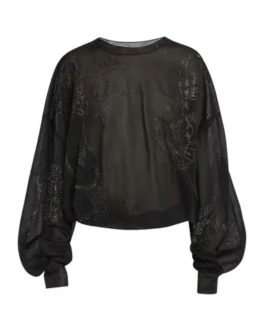 Giorgio Armani Sheer Jersey Blouse with Swarovski Details | Thumbnail 1 Giorgio Armani Sheer Jersey Blouse with Swarovski Details | Thumbnail 1