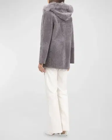 Gorski Reversible Textured Lamb Shearling Parka With Merinillo Lamb Shearling Trim | Thumbnail 3 Gorski Reversible Textured Lamb Shearling Parka With Merinillo Lamb Shearling Trim | Thumbnail 3