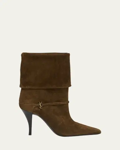 Saint Laurent Niki Suede YSL Stiletto Ankle Booties | Thumbnail 5 Saint Laurent Niki Suede YSL Stiletto Ankle Booties | Thumbnail 5
