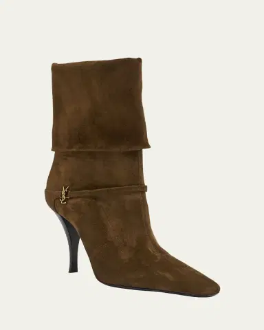 Saint Laurent Niki Suede YSL Stiletto Ankle Booties | Thumbnail 6 Saint Laurent Niki Suede YSL Stiletto Ankle Booties | Thumbnail 6