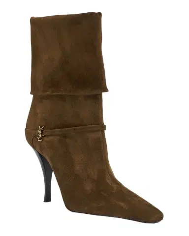 Saint Laurent Niki Suede YSL Stiletto Ankle Booties | Thumbnail 1 Saint Laurent Niki Suede YSL Stiletto Ankle Booties | Thumbnail 1