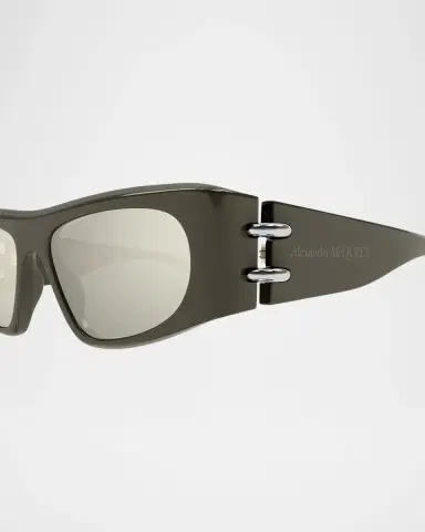 Alexander McQueen Men's AM0471SM Acetate Rectangle Sunglasses | Thumbnail 2 Alexander McQueen Men's AM0471SM Acetate Rectangle Sunglasses | Thumbnail 2