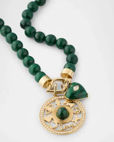 Sydney Evan Malachite Open Icon and Carved Heart Necklace | Thumbnail 2 Sydney Evan Malachite Open Icon and Carved Heart Necklace | Thumbnail 2