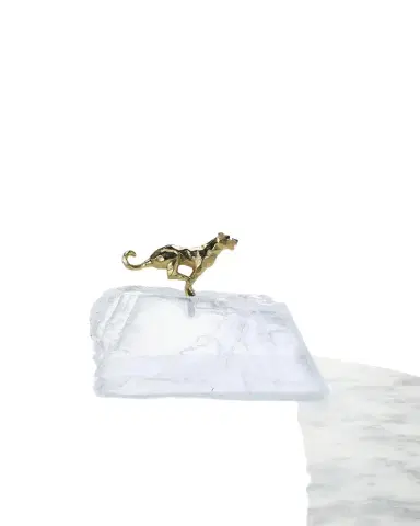 John-Richard Collection Sprinting Brass Panther Sculpture on Selenite | Thumbnail 1 John-Richard Collection Sprinting Brass Panther Sculpture on Selenite | Thumbnail 1