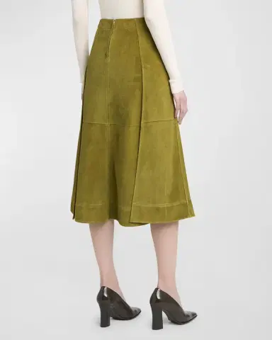 Bottega Veneta Paneled Suede Knee-Length Skirt | Thumbnail 3 Bottega Veneta Paneled Suede Knee-Length Skirt | Thumbnail 3