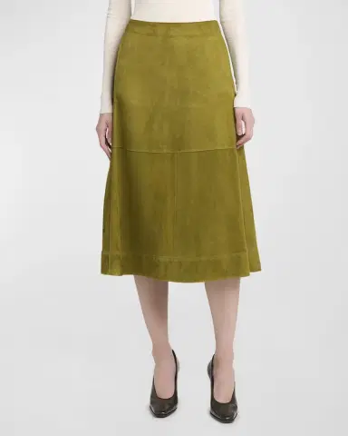 Bottega Veneta Paneled Suede Knee-Length Skirt | Thumbnail 4 Bottega Veneta Paneled Suede Knee-Length Skirt | Thumbnail 4