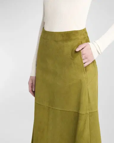 Bottega Veneta Paneled Suede Knee-Length Skirt | Thumbnail 5 Bottega Veneta Paneled Suede Knee-Length Skirt | Thumbnail 5