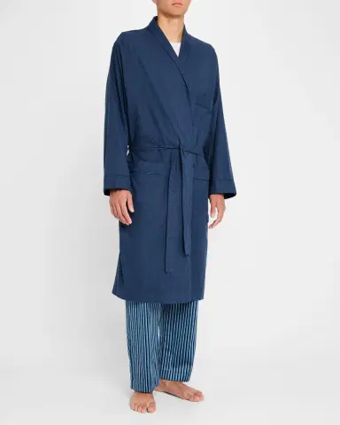 Neiman Marcus Men's Brushed Flannel Robe | Thumbnail 2 Neiman Marcus Men's Brushed Flannel Robe | Thumbnail 2