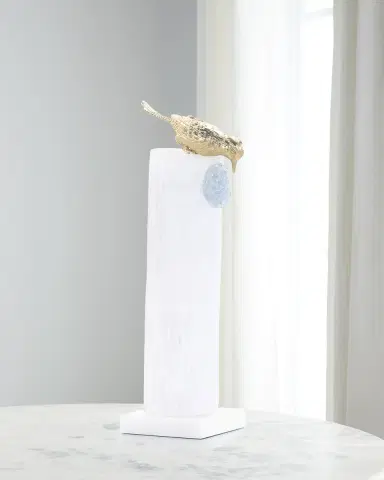 John-Richard Collection Brass Bird Sculpture on Selenite Roost II | Thumbnail 1 John-Richard Collection Brass Bird Sculpture on Selenite Roost II | Thumbnail 1