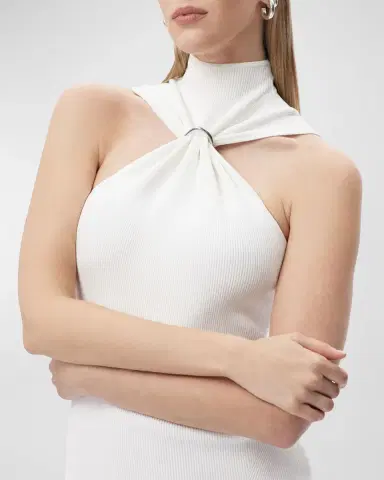 Hervé Léger Angelica Gathered Turtleneck Sleeveless Rib Gown | Thumbnail 4 Hervé Léger Angelica Gathered Turtleneck Sleeveless Rib Gown | Thumbnail 4