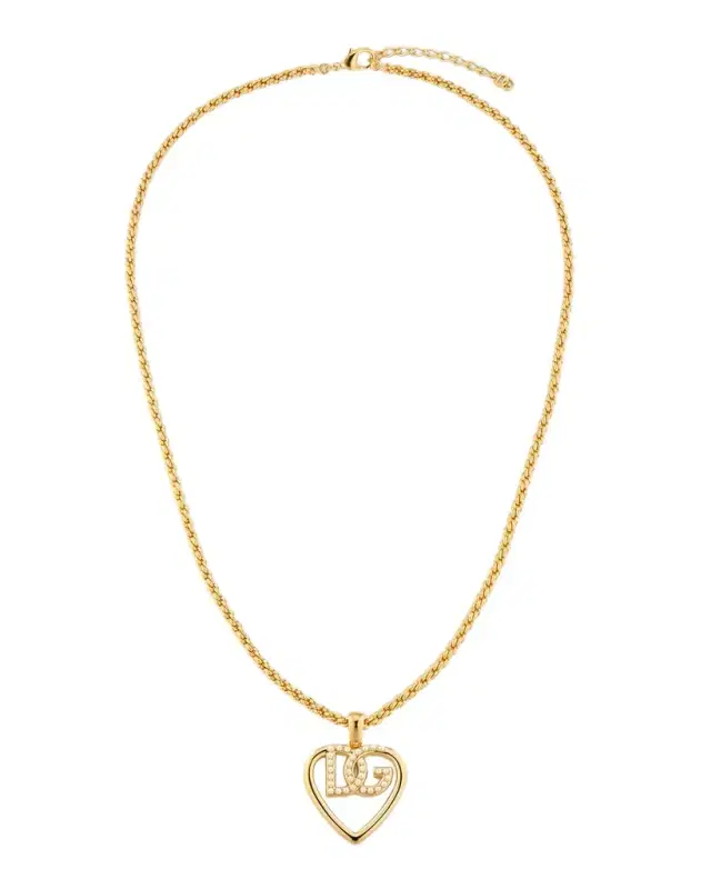 Embellished DG Logo Heart Pendant Necklace Embellished DG Logo Heart Pendant Necklace