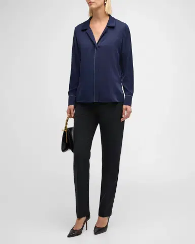 Kobi Halperin Ceanna Chain-Trim Stretch Georgette Blouse | Thumbnail 2 Kobi Halperin Ceanna Chain-Trim Stretch Georgette Blouse | Thumbnail 2