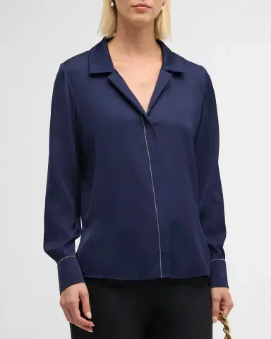 Kobi Halperin Ceanna Chain-Trim Stretch Georgette Blouse | Thumbnail 4 Kobi Halperin Ceanna Chain-Trim Stretch Georgette Blouse | Thumbnail 4