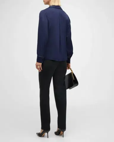 Kobi Halperin Ceanna Chain-Trim Stretch Georgette Blouse | Thumbnail 6 Kobi Halperin Ceanna Chain-Trim Stretch Georgette Blouse | Thumbnail 6