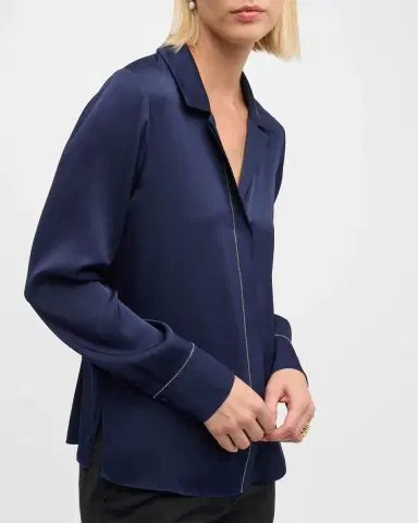 Kobi Halperin Ceanna Chain-Trim Stretch Georgette Blouse | Thumbnail 7 Kobi Halperin Ceanna Chain-Trim Stretch Georgette Blouse | Thumbnail 7