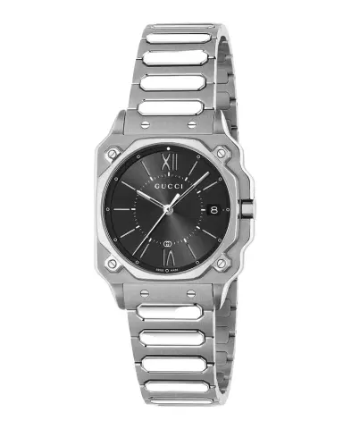 Gucci Stainless Steel G-Flat 30mm Bracelet Watch with Black Dial | Thumbnail 1 Gucci Stainless Steel G-Flat 30mm Bracelet Watch with Black Dial | Thumbnail 1